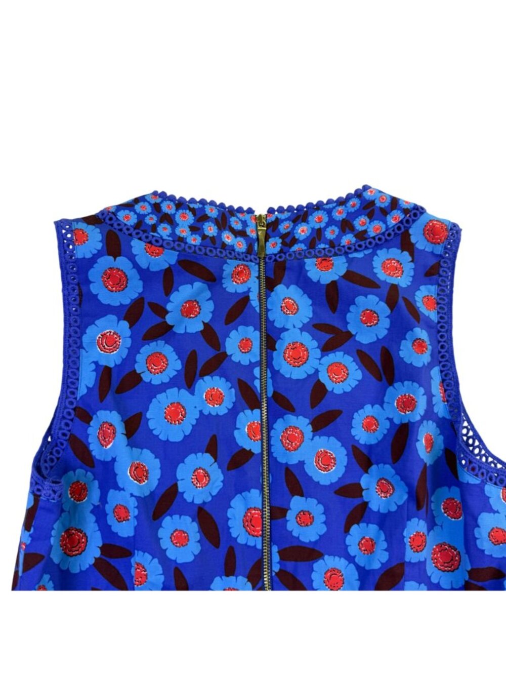 Kate Spade Women’s Blue Cotton Blend Floral Sleeveless Dress Size 10 - Picture 5 of 10